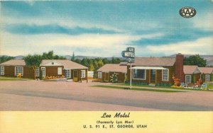 Utah St George 1940s Lee Motel Colorpicture roadside linen Postcard 22-2660