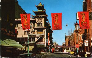 San Francisco Chinatown Street Cable Car Chinatown California Postcard C263