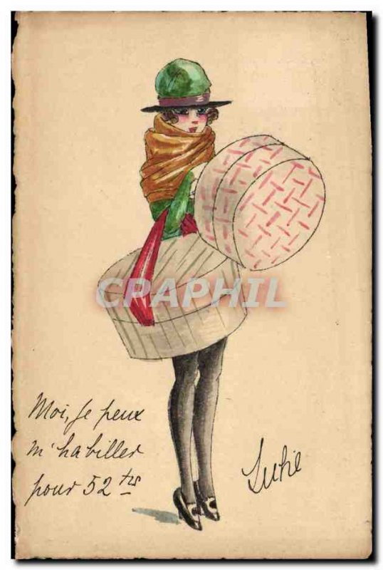 Old Postcard (hand drawing) Woman
