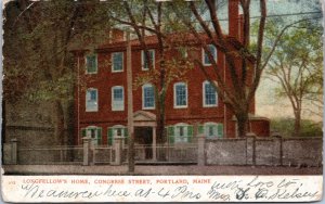 Postcard ME Portland - Longfellow's Home PM 1905