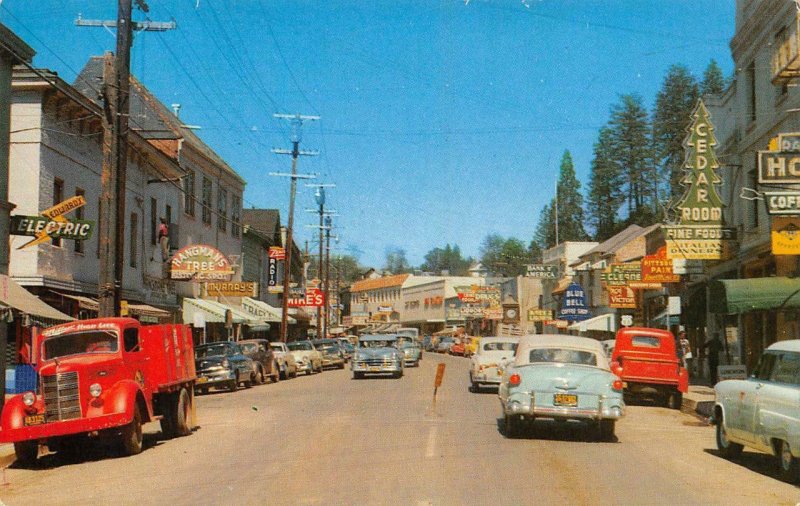 PLACERVILLE, CA Street Scene El Dorado County Cedar Room c1950s Vintage Postcard