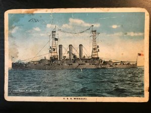 Vintage Postcard 1918 U.S.S. Missouri Battleship