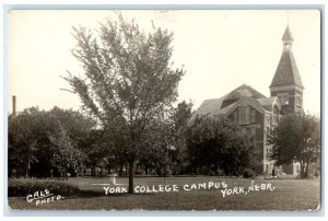 1929 College Campus Building View Gale York NE RPPC Photo Unposted Postcard