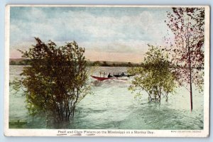 Mississippi Postcard Pearl Clam Fishers Stormy Day Fishing c1910 Vintage Antique
