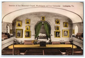 Interior Of Lee Memorial Chapel Washington Lee University Handcolored Postcard