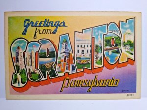 Scranton Large Letter Postcard Greetings From Pennsylvania Linen Metropolitan