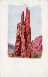 Three Graces Garden of Gods CO Colorado Embossed Unused Postcard G29