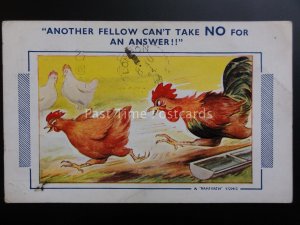 Bamforth Comic Postcard COCK & HENS - ANOTHER FELLOW CAN'T TAKE NO FOR AN ANSWER
