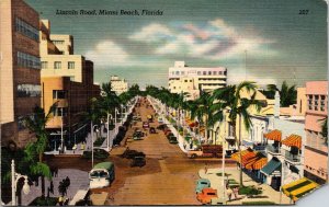 Lincoln Road Downtown Miami Beach Florida Tropical Linen Cancel WOB Postcard 