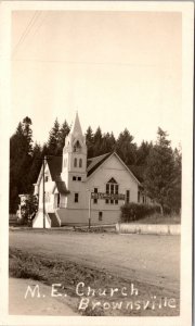 Real Photo Postcard M.E. Church in Brownsville, Oregon