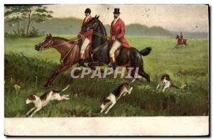 Postcard Old Dog Dogs Hunting hounds has Cavaliers