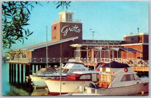 Vtg Oakland California CA Grotto Restaurant Fishing Boats Harbor View Postcard