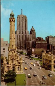 Vtg Chicago Illinois IL Michigan Avenue & Water Tower Street View 1950s Postcard