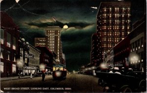 Postcard West Broad Street, Looking East inn Columbus, Ohio