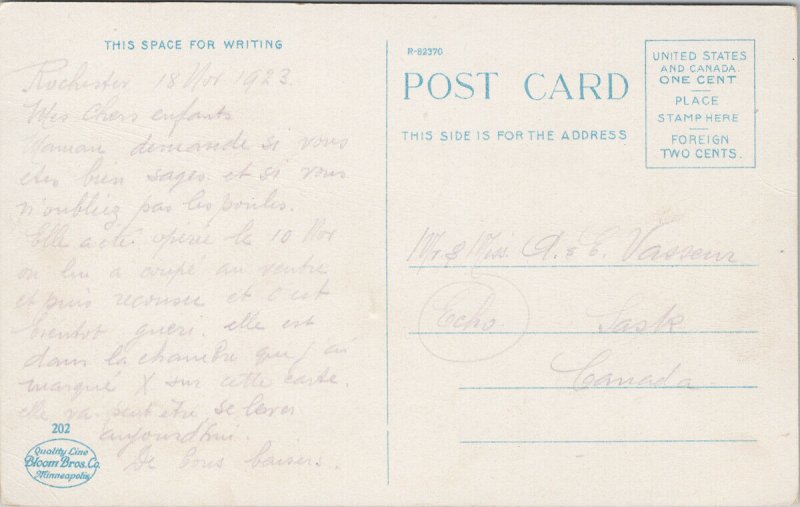 Colonial Hospital Rochester MN Minnesota Bloom Bros c1923 Postcard G6