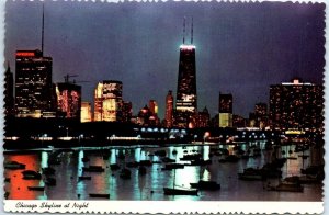 Postcard - Chicago Skyline at Night - Chicago, Illinois