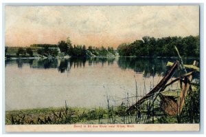 1919 Bend In St. Joe River Grove Over View Niles Michigan MI Posted Postcard