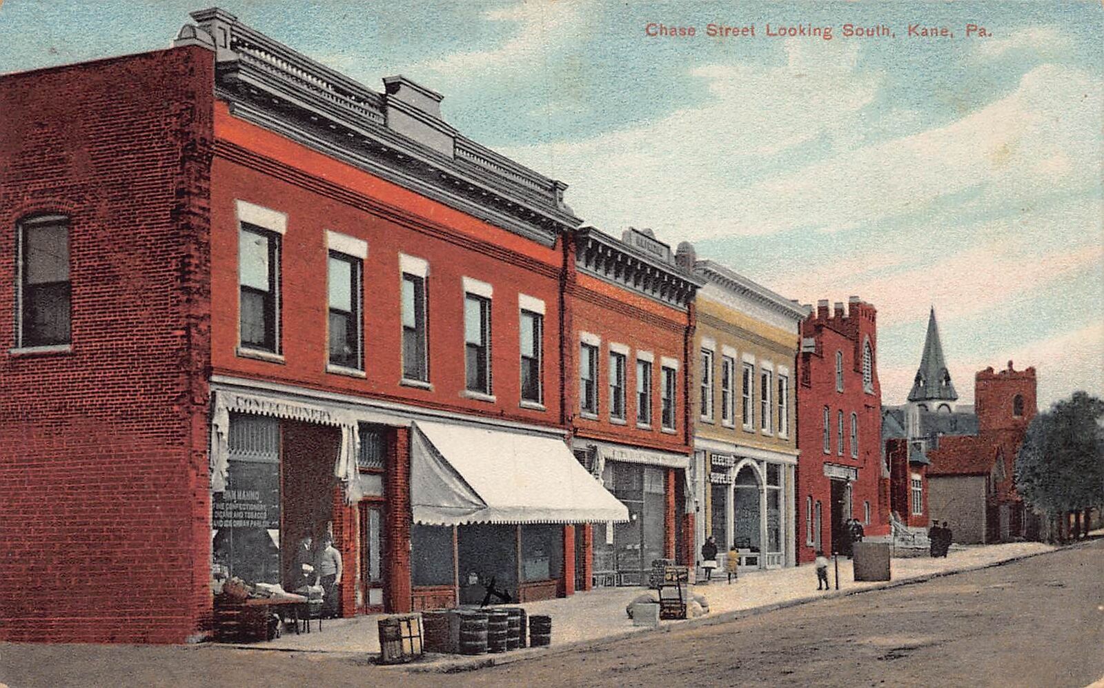 J75/ Kane Pennsylvania Postcard c1910 Chase Street South Stores 130