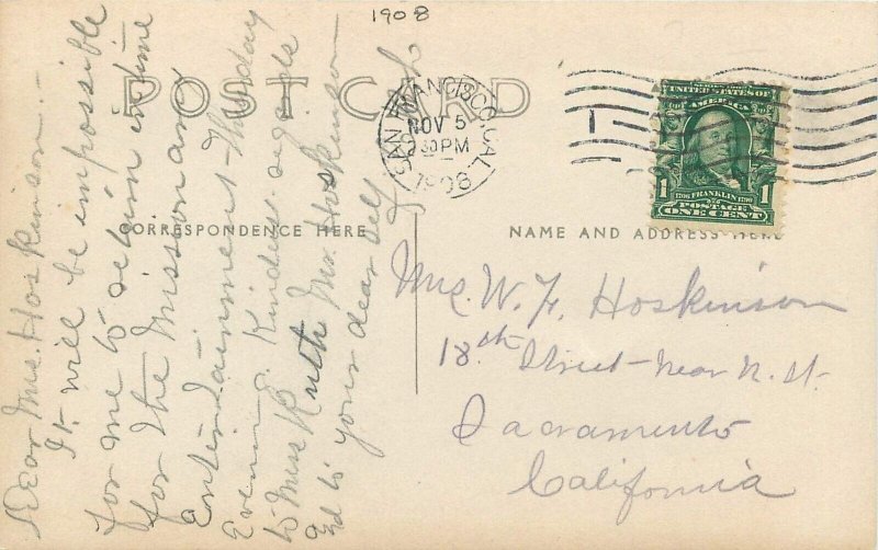 San Francisco California Moonlight 1908 waterfront J-12 Postcard 24-8693