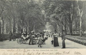 Postcard 1907 Central Park The Mall People scene Souvenir undivided 24-6278