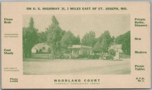 ST.JOSEPH MO WOODLAND COURT ANTIQUE POSTCARD