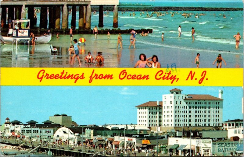 Greetings Ocean City New Jersey Nj Multi View Swimming Beach Pier Wob Postcard 