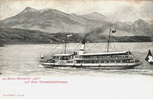 Switzerland Salon Dampfer Uri Vierwaldstättersee Vintage Postcard 03.72