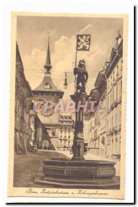 Switzerland Old Postcard Bern Keitglockensturm u Kahringerbrunnen