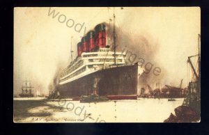 LS2469 - Cunard Liner - Aquitania - built 1914 - artist Frank Mason postcard