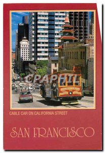 Postcard Modern San Francisco Cable car is California Street