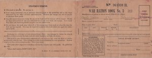 World Warr II War Ration Book No 3 Mrs Sadie M Johnson