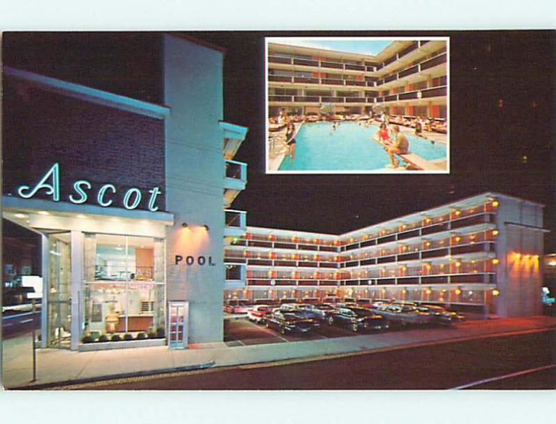 Unused Pre-1980 POOL & OLD CARS & ASCOT MOTEL Atlantic City New Jersey NJ u5054