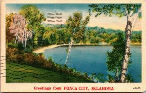 Vtg Scenic Greetings from Ponca City Oklahoma OK 1950s Linen Postcard