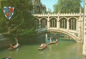 Postcard Bridge Of Sighs Rowing Boats Saint John's College Cambridge England