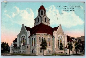 1914 Kansas City Missouri Postcard Central Methodist Episcopal Church 11th Paseo