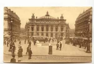 Sepia Buses, People, La Place L'Opera,  Paris France