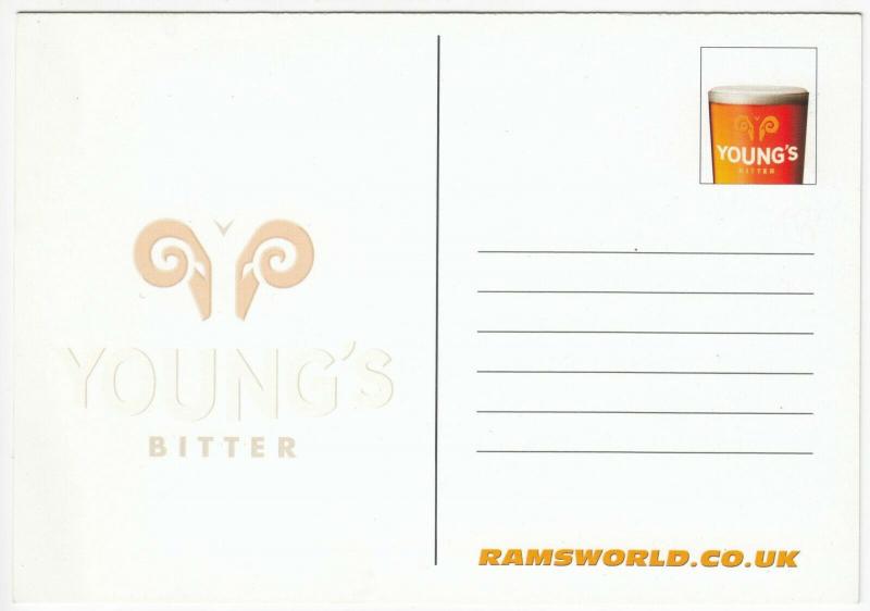 Advertising; Young's Brewery, Youngs Bitter, This Is A Rams World PPC Unused 3 