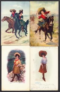 Cowgirl Art Lot of 7 Postcards 1900s-1910s