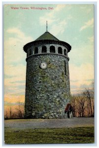 c1910 Scenic View Water Tower Clock Wilmington Delaware Vintage Antique Postcard