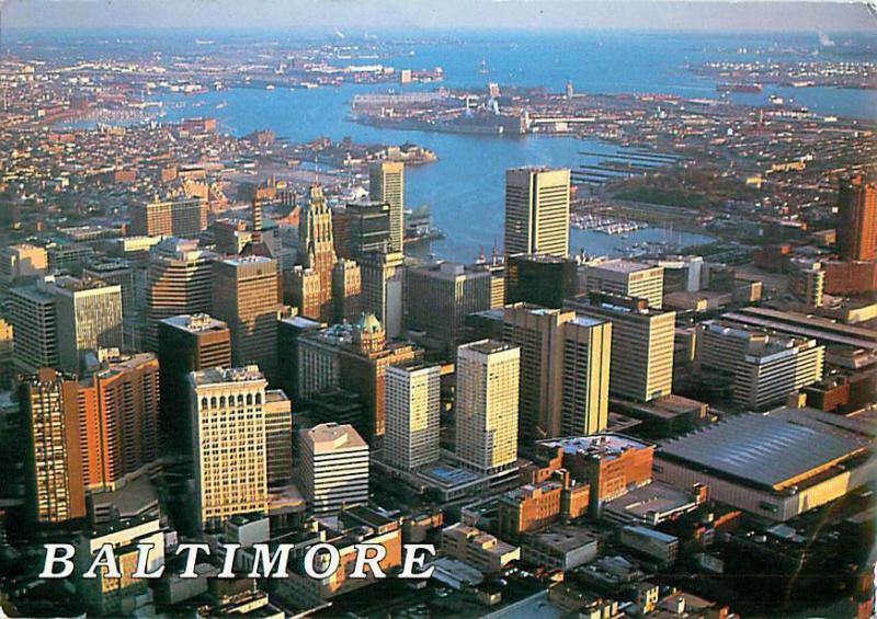 Baltimore Maryland Aerial View City View Harbor Port  Postcard  # 7539