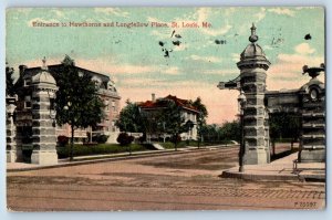 1913 St. Louis Missouri Postcard Entrance Hawthorne Longfellow Place Building