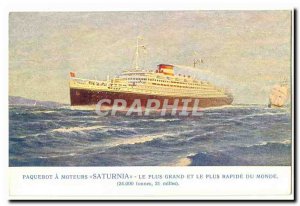 Old Postcard Ship engines Saturnia has the largest and fastest in the world (...