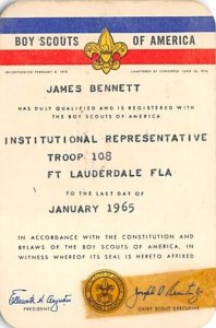 Approx. Size: 2.5 x 3.75 Boy Scouts of America James Bennett Late 1800's Trad...