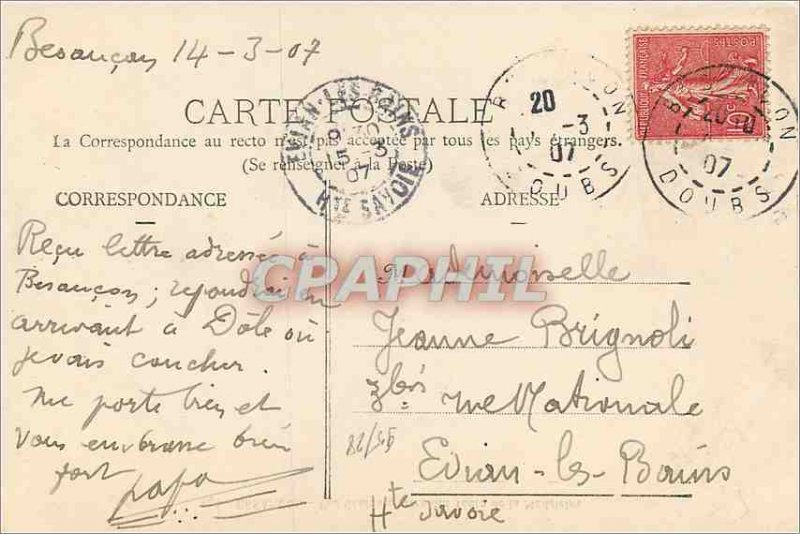 Old Postcard Besancon Vue Generale taken the Magdalen Tours