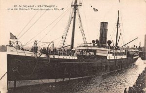 General Transatlantic Company  STEAMER SHIP MARTINIQUE  Vintage B&W Postcard
