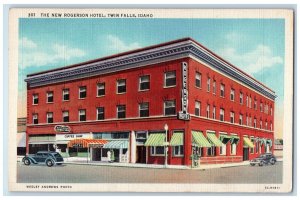 Twin Falls Idaho ID Postcard The New Rogerson Hotel Exterior Roadside c1940 Cars