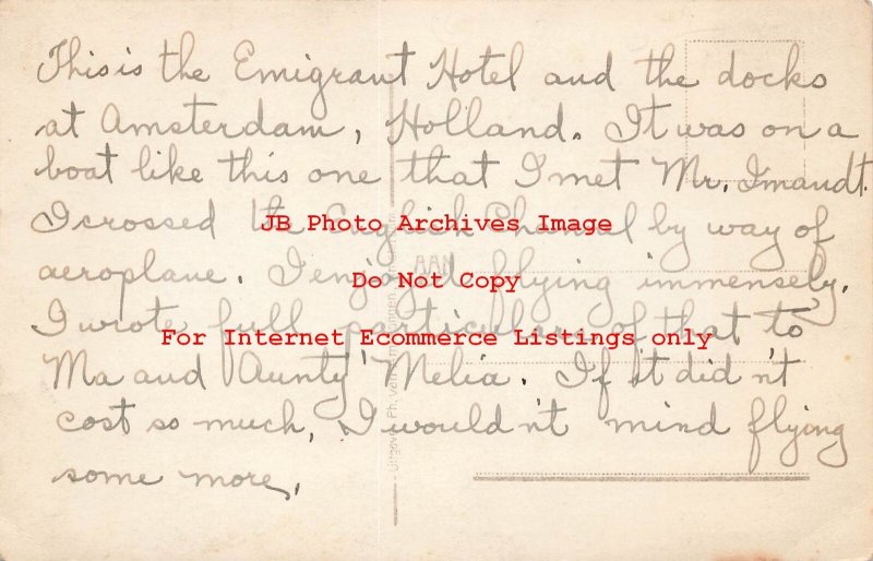 Netherlands, Amsterdam, RPPC, Emigrant Hotel, Excursion Ship, Photo