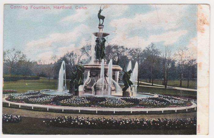 Hartford CT Corning Fountain Reichner Brothers Vintage Postcard Early 1900s A37