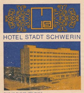 Germany Schwerin Hotel Stadt Schwerin Vintage Luggage Label sk2583