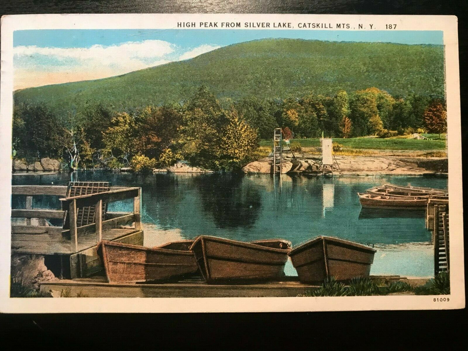 Vintage Postcard 1930 High Peak Silver Lake Ausable Forks Catskill Mts